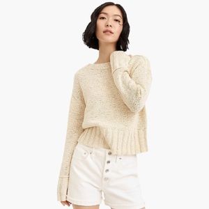 J. Crew Cream Wide-Rib Crewneck Sweater XS
